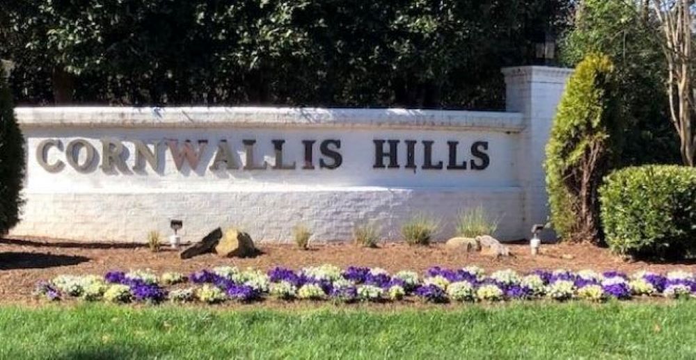 Entrance to Cornwallis Hills in Hillsborough NC